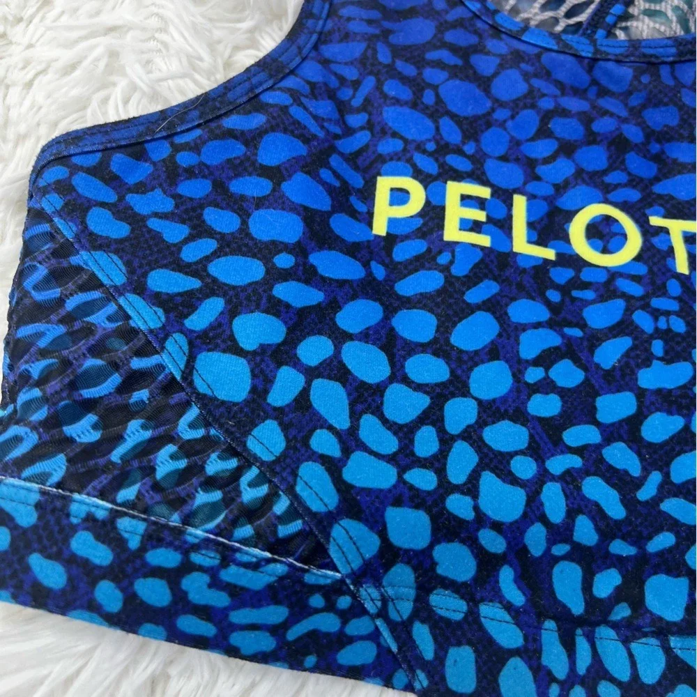 PELOTON wild‎ kite high neck sports bike bra Blue Black Butterfly Size Small